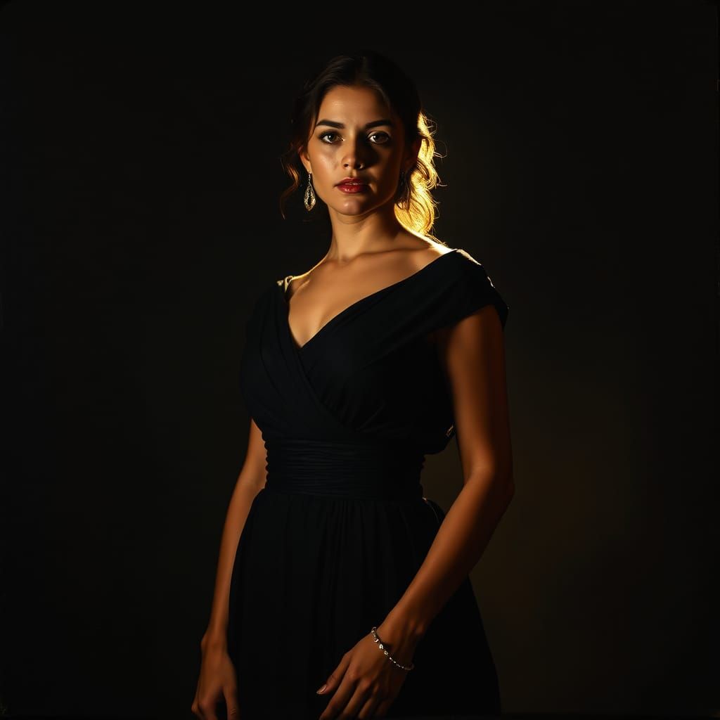 Dramatic Chiaroscuro Portrait of Elegant Woman