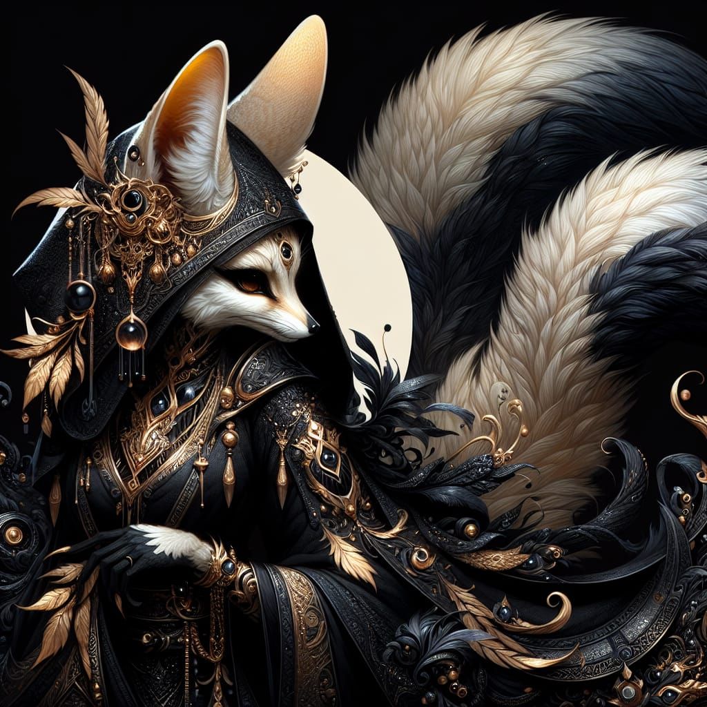 Fennec Fox Sorceress in Detailed Matte Painting