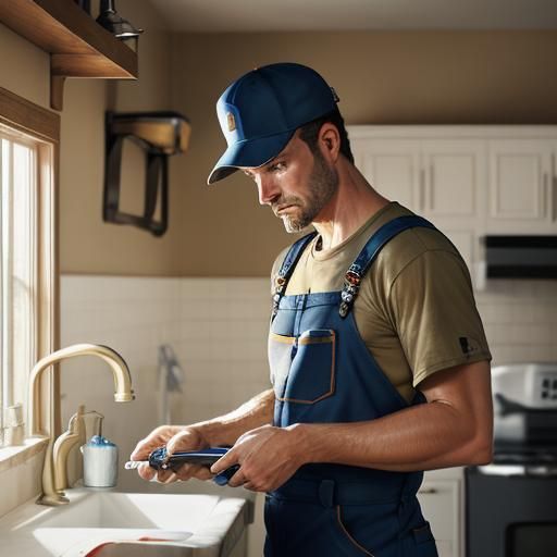 Plumber Fixing Faucet in a Horror Art Style