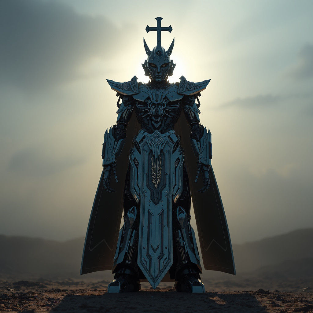 Majestic Robotic Priest in Sci-Fi Setting
