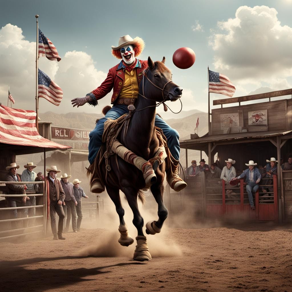 Rodeo Clown in Detailed Matte Painting Style