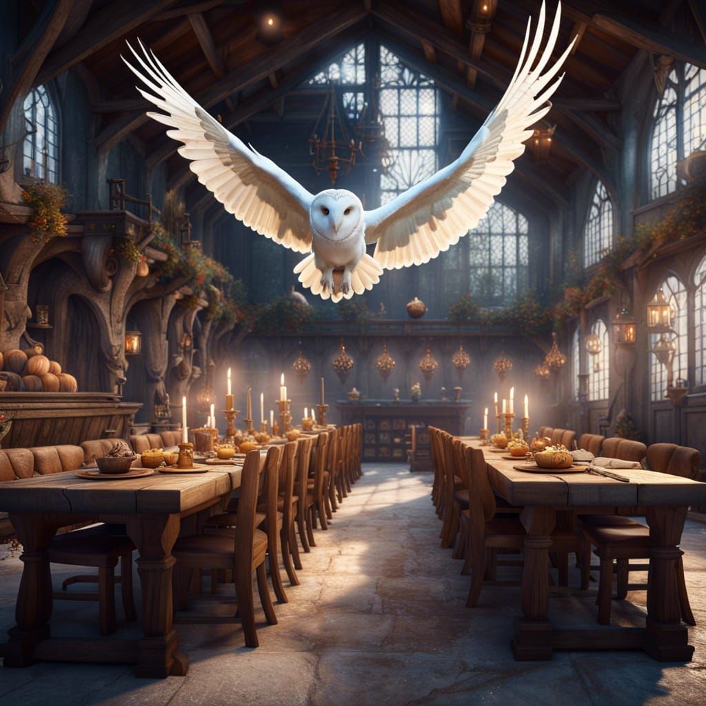 Barn Owl Over Wizard Hall: Fantasy Concept Art