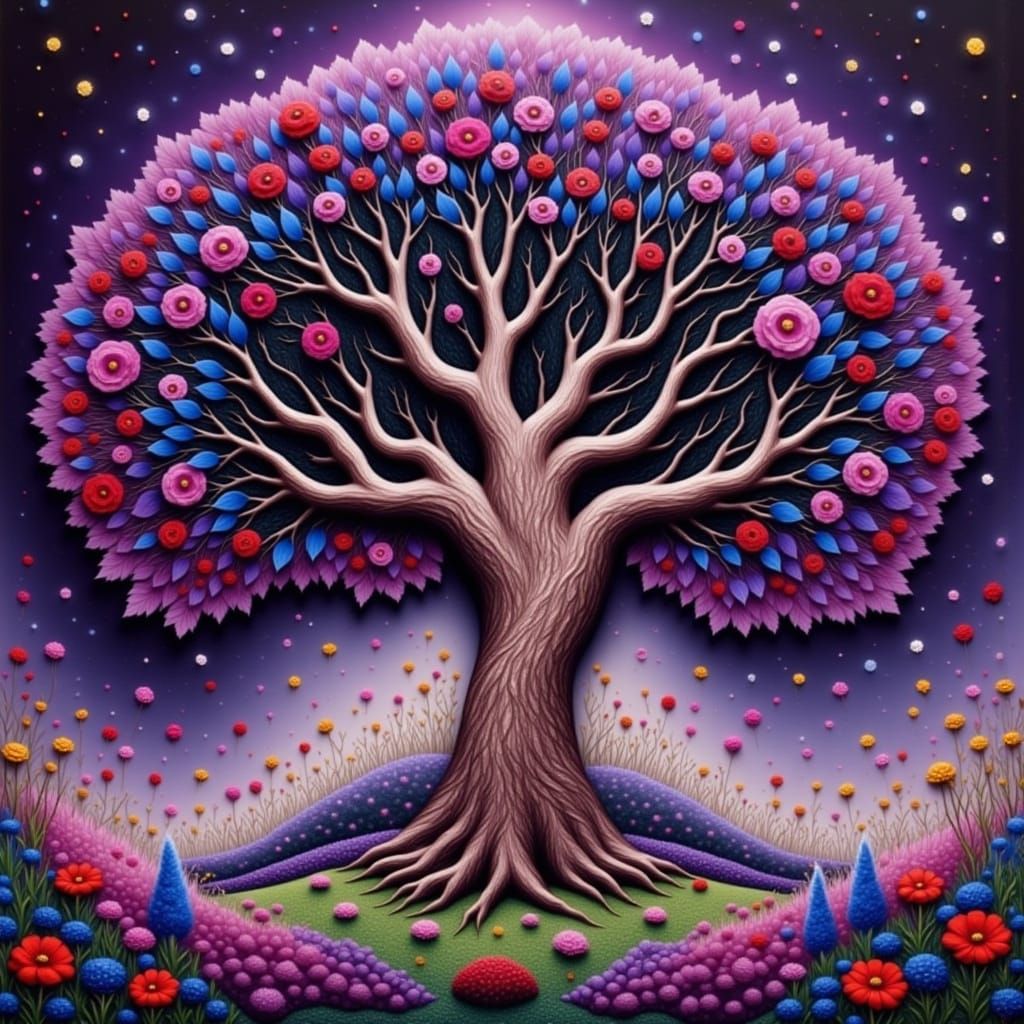 Beautiful Italian Courtyard Scene in Textured Collage Style