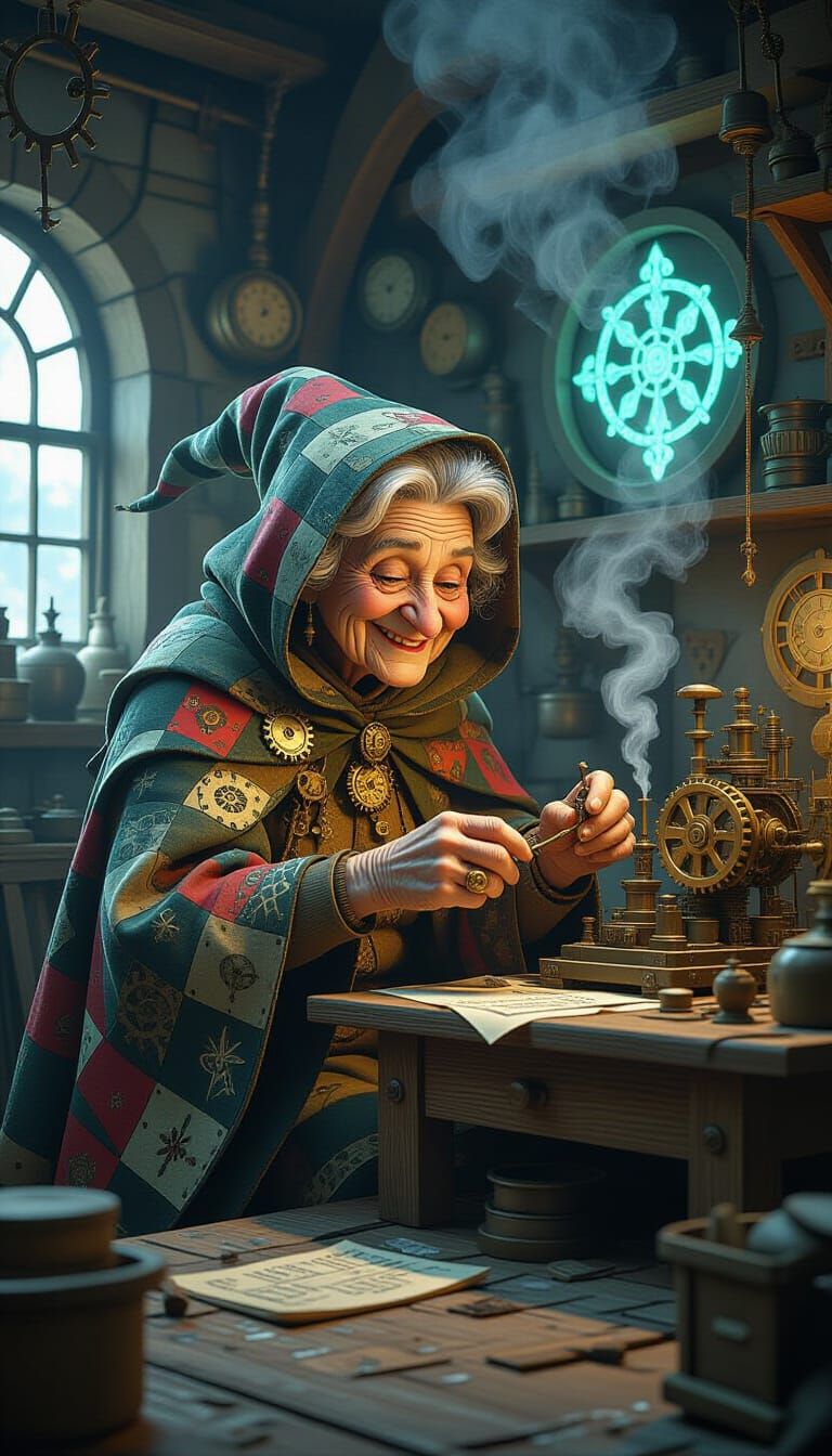 Steampunk Inventor in her Workshop