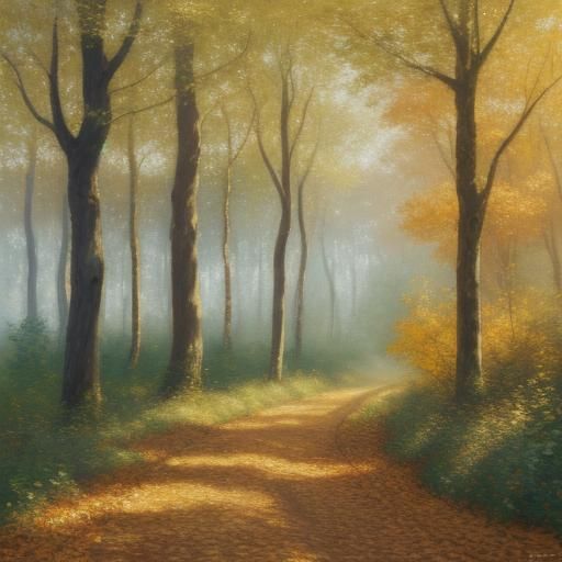 Autumn Trees in Impressionistic Oil Painting