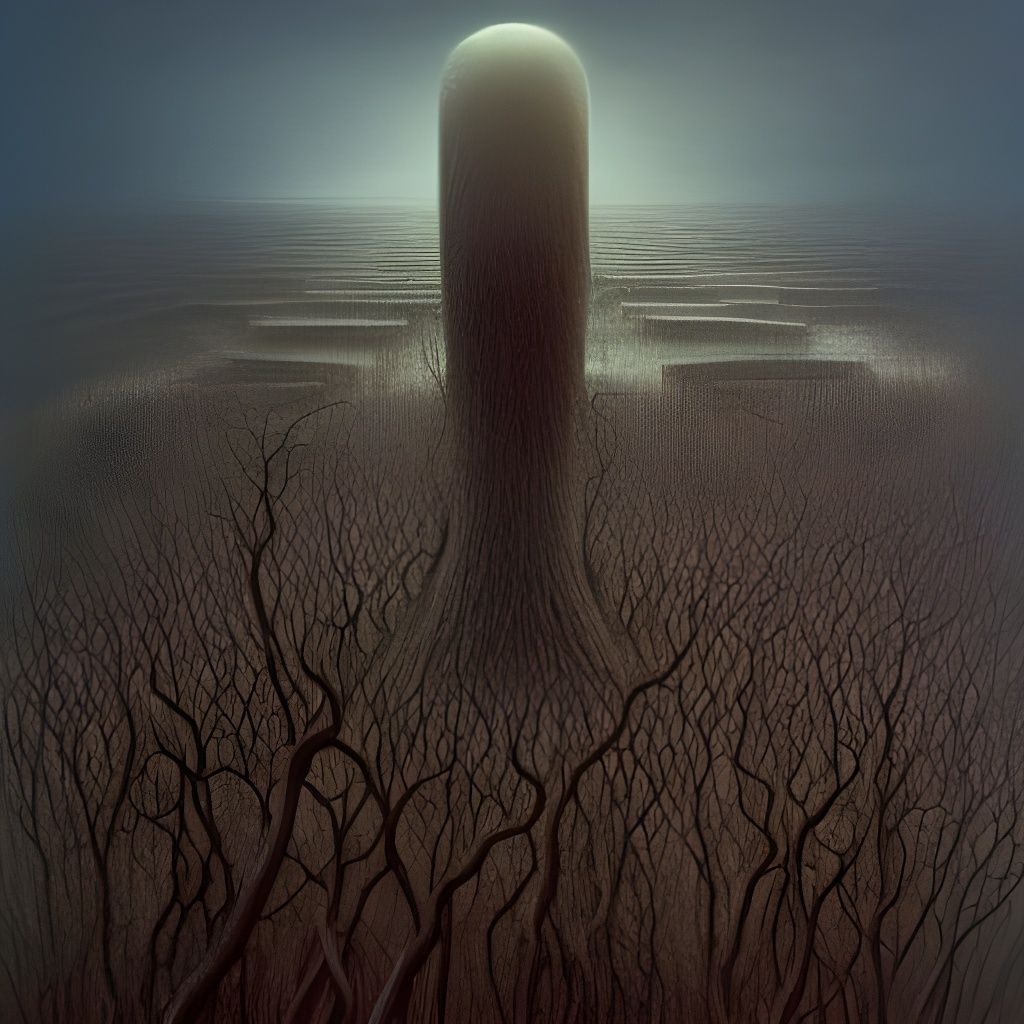 Dystopian Landscape in Gothic Art Style