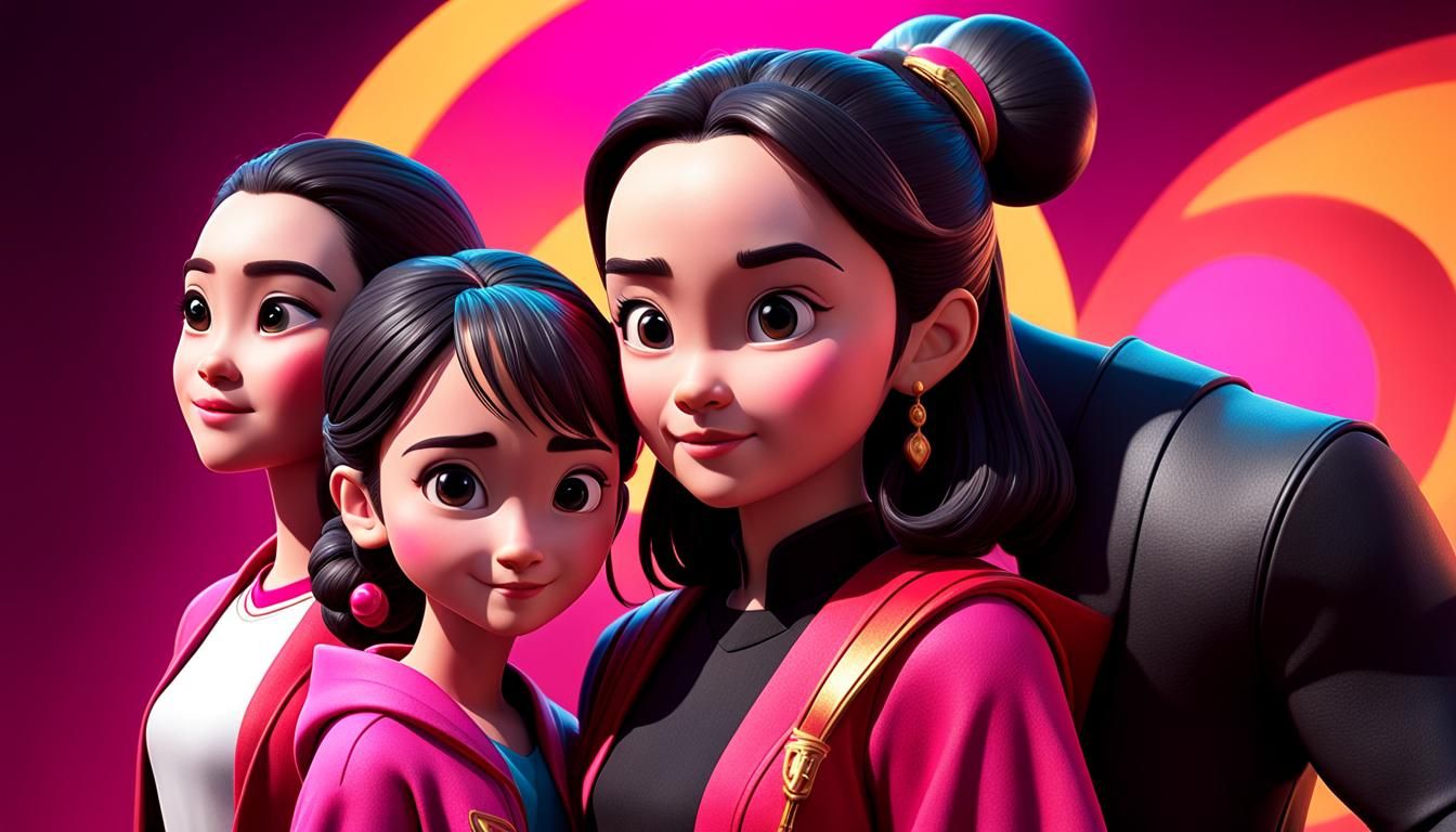 Disney and Pixar Characters Together in 3D Art