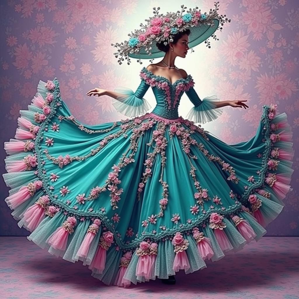 Woman in Pink Dress, Ethereal Art Style