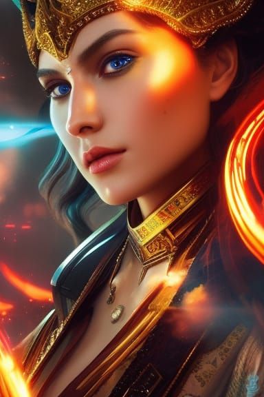 Fire Goddess Portrait in Rococo Renaissance Style