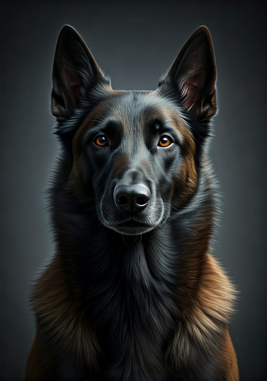 Regal Belgian Malinois Dog Portrait