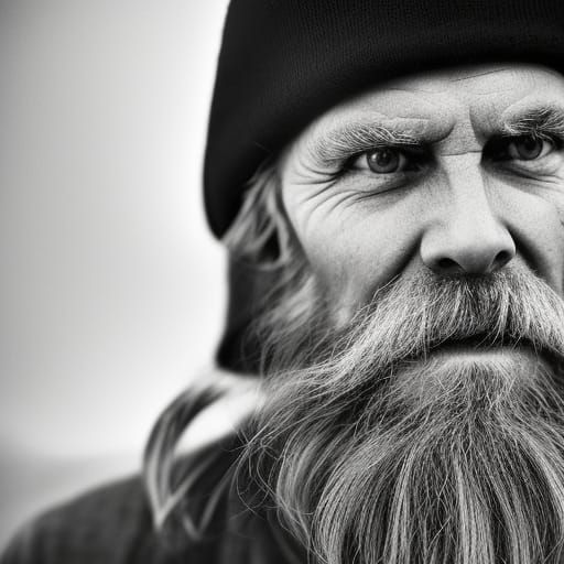 Portrait of a Bald, Bearded Man in Photographic Style