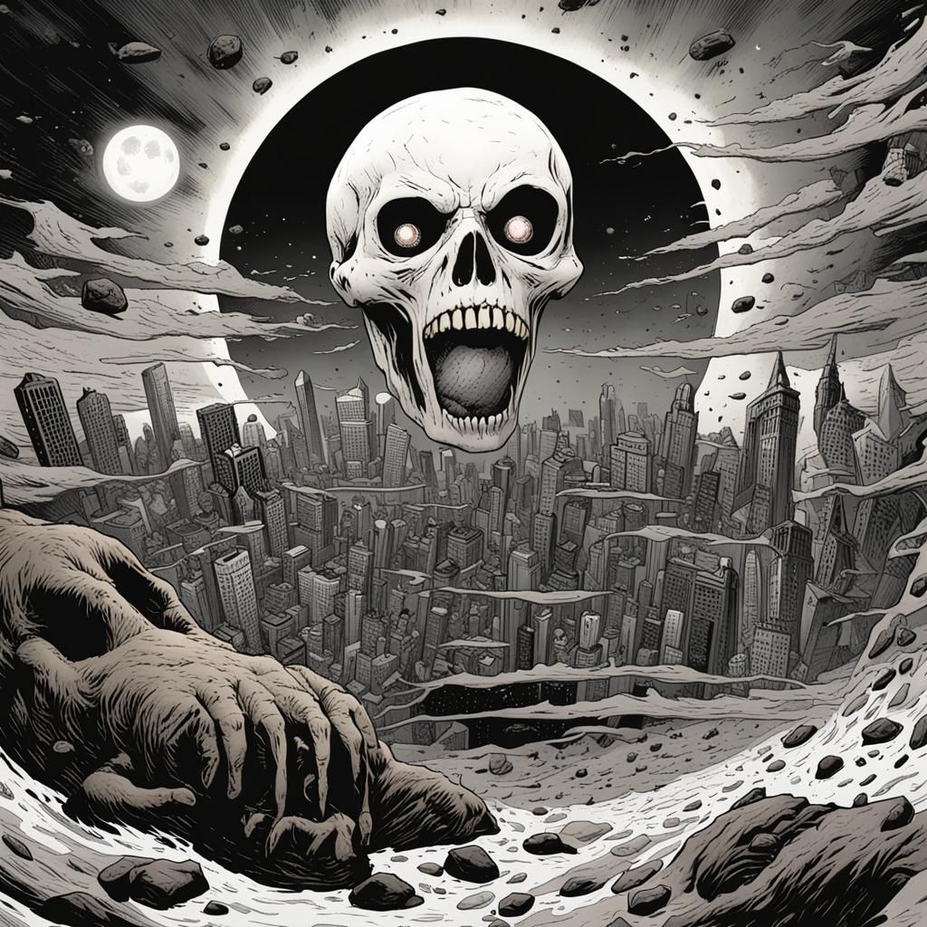 Scariest Multiverse Image: Giant Skull in City