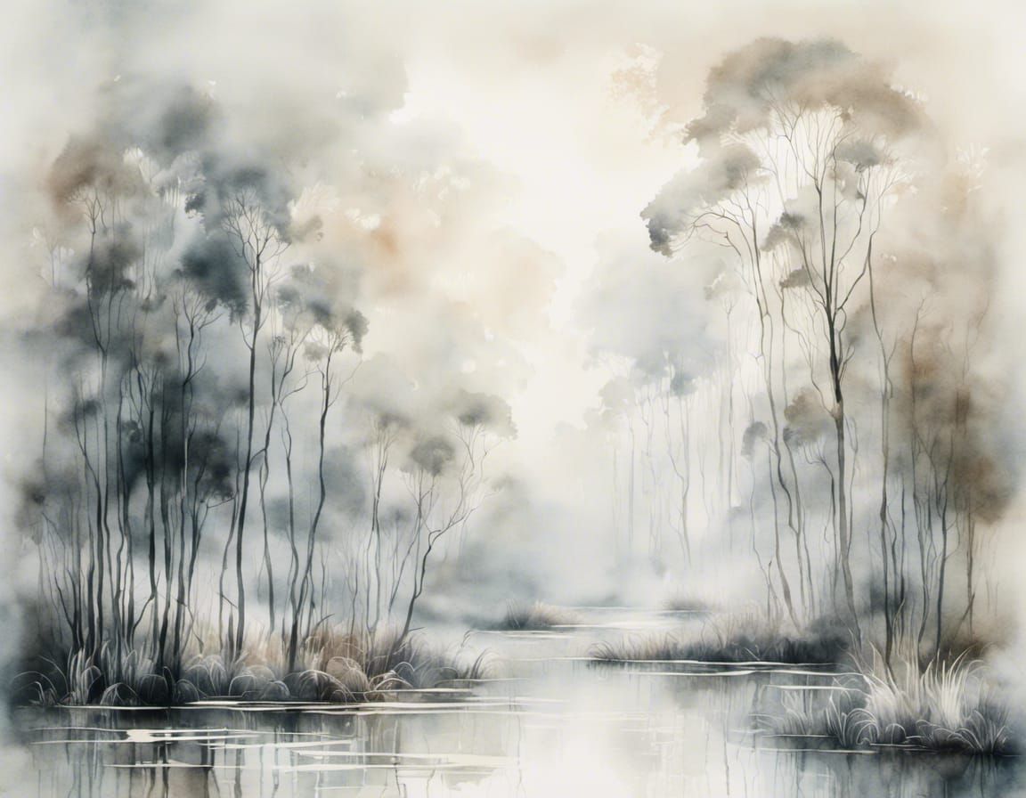 Abstract Watercolor Landscape in Pale Hues