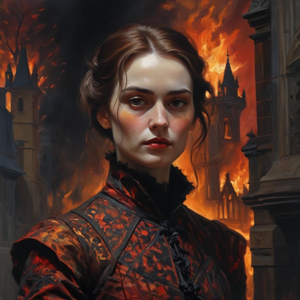 Jean Eyre at Burning Thornfield in Expressionist Style