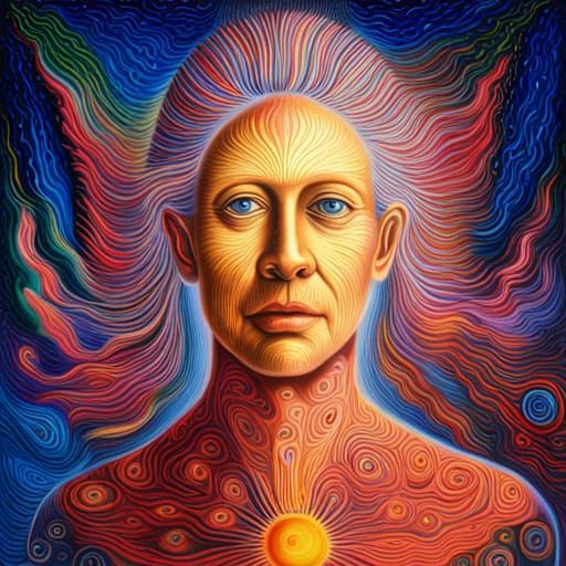 Psychedelic Galaxies in Alex Grey Style