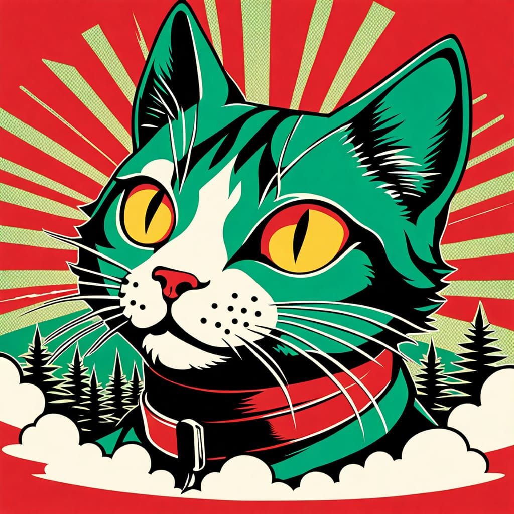 Retro Minimalistic Cat in Smoky Reggae Style