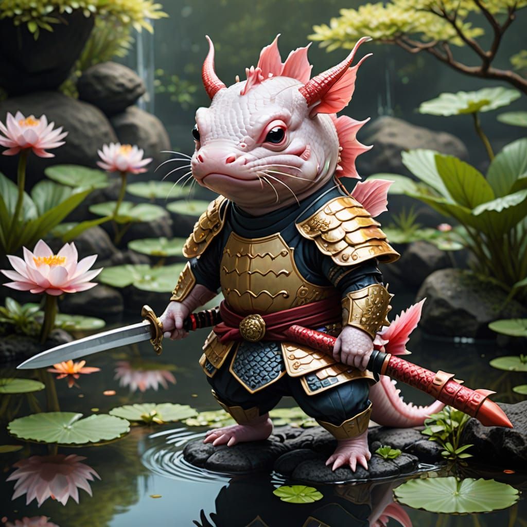 Axolotl Warrior in Elegant Armor