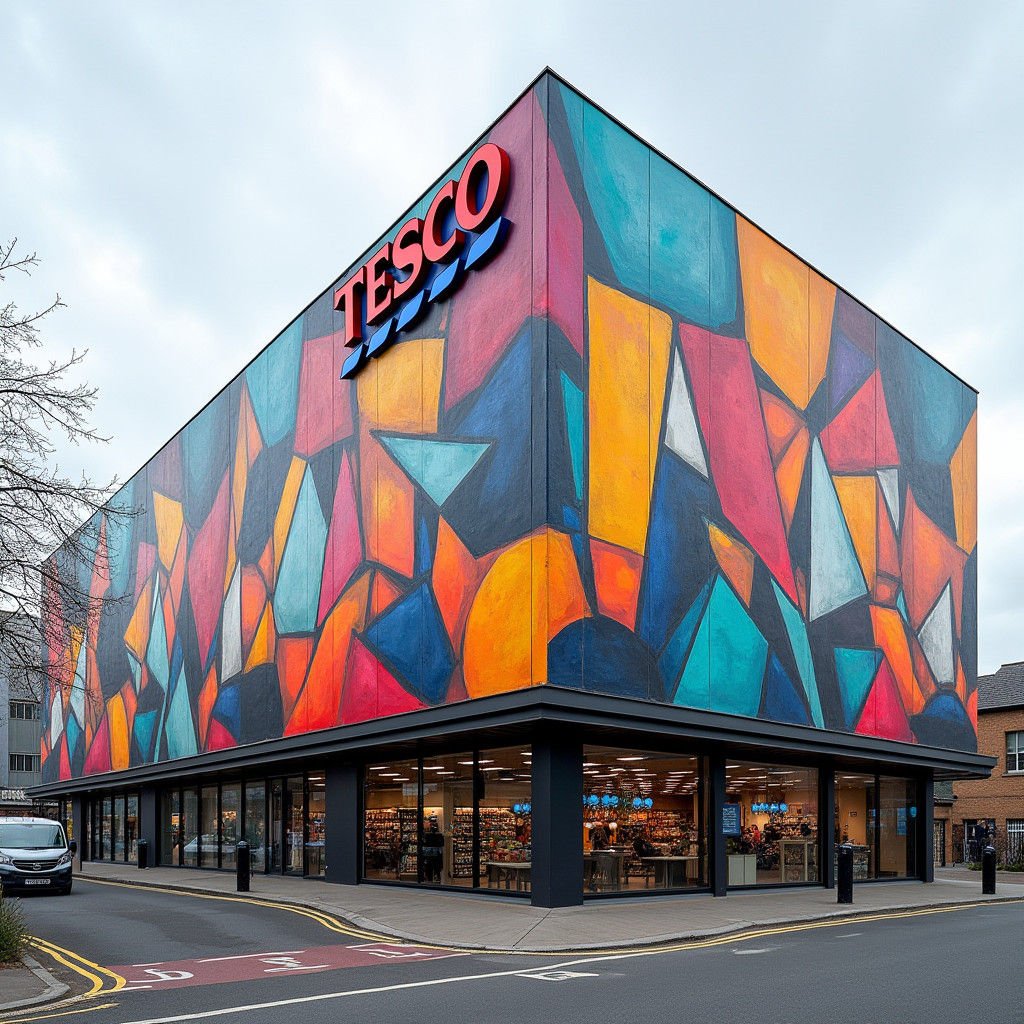 Tesco Supermarket in Abstract Cubism Style