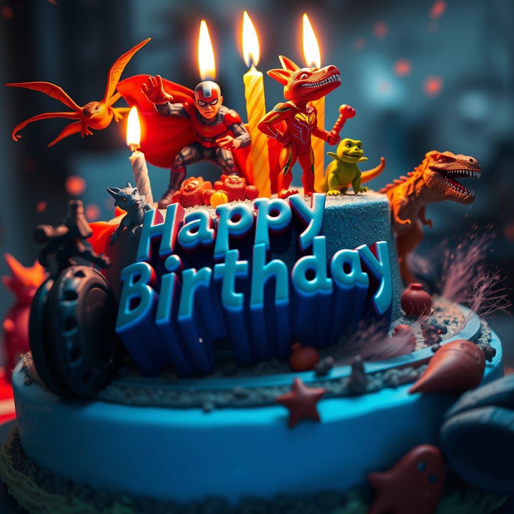 Vibrant Birthday Cake with Adventurous Theme