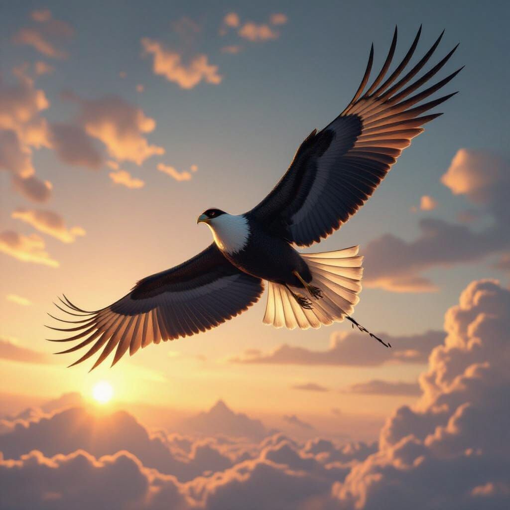 Majestic Bird Soaring: 3D Art in 8K