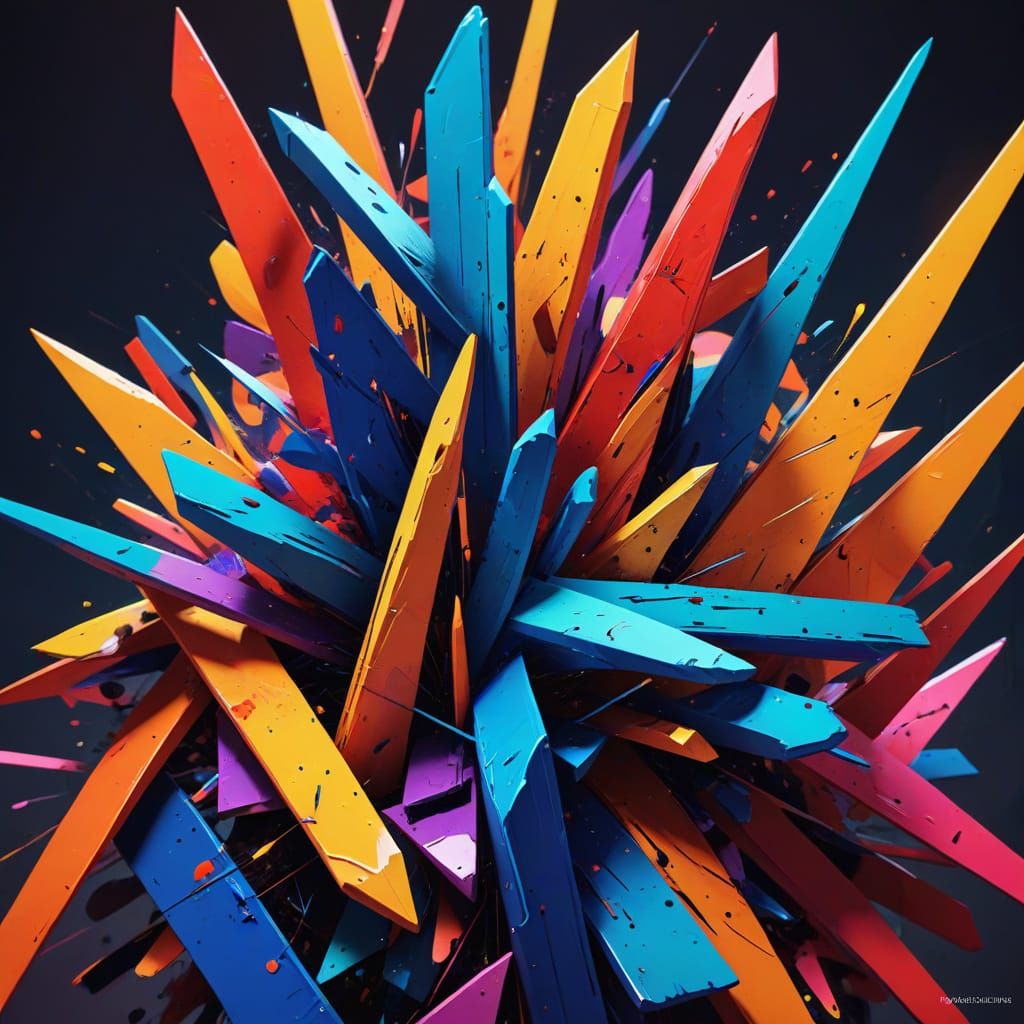 Abstract Aniconic Art with Vibrant Brushstrokes