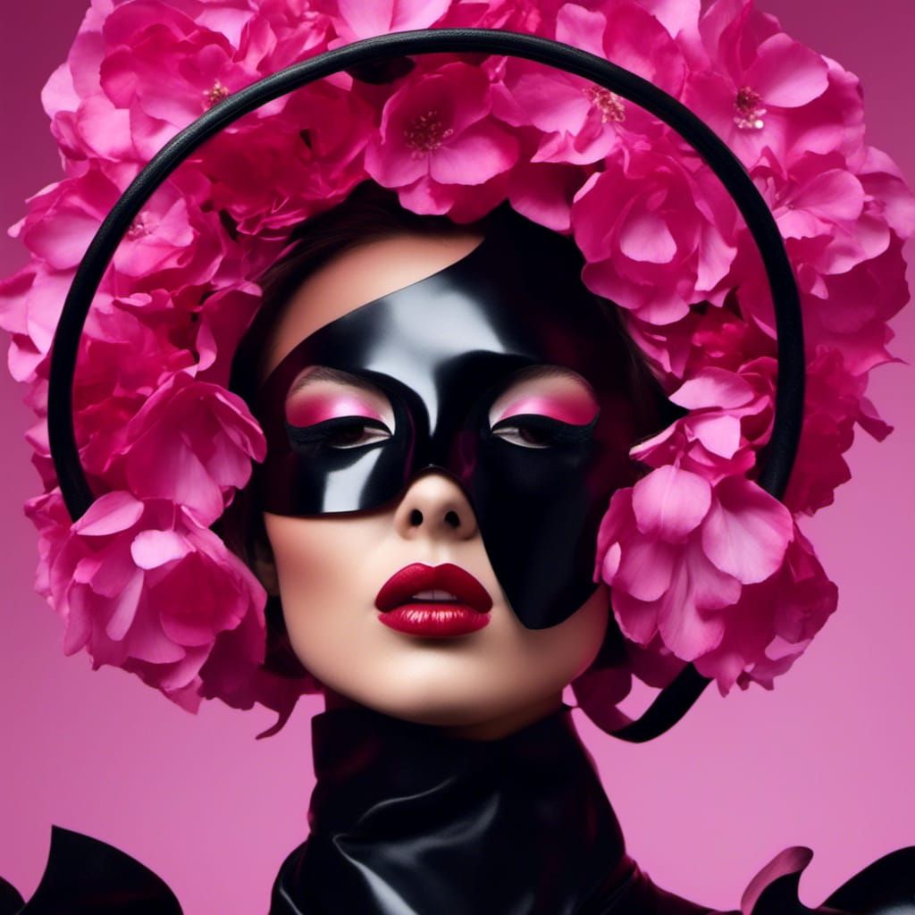 Woman in Leather Mask: Vintage Photography Style