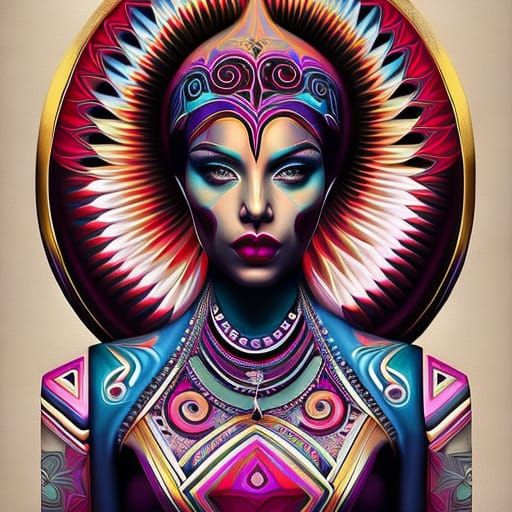 Mystical Woman Portrait with Graffiti Art Elements