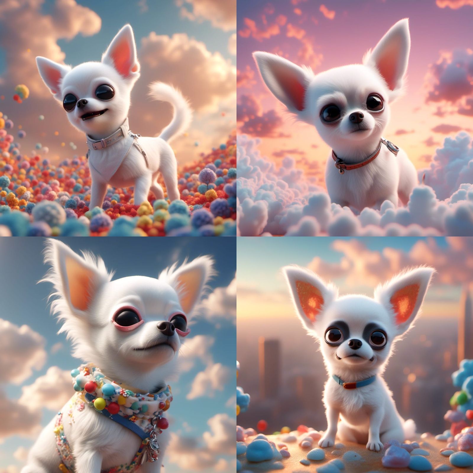 Adorable Chihuahua in Clouds: 3D Digital Art
