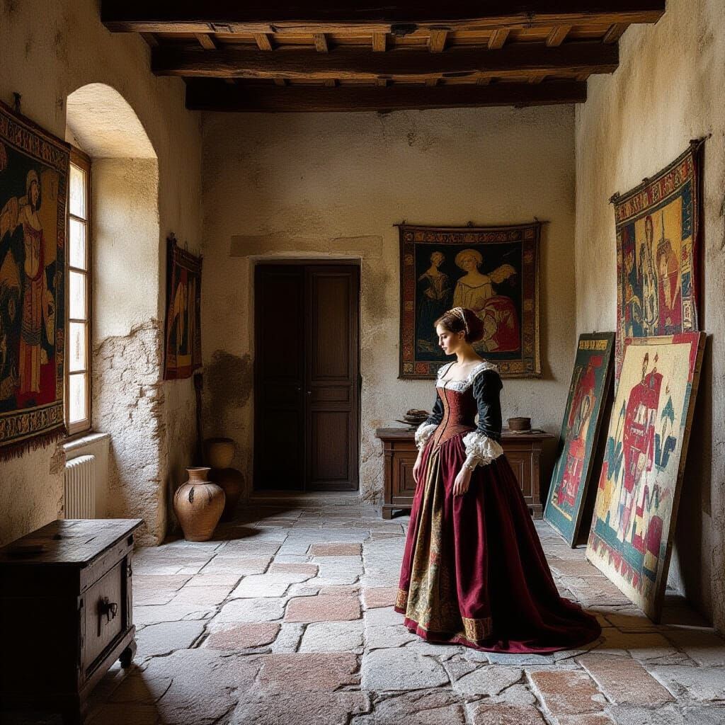 Renaissance Scene with Arte Povera Elements