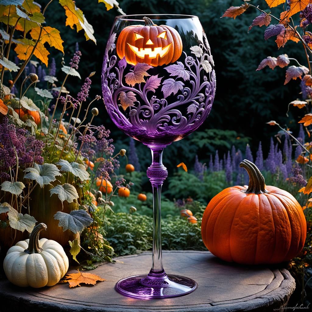 Detailed floral wine glass