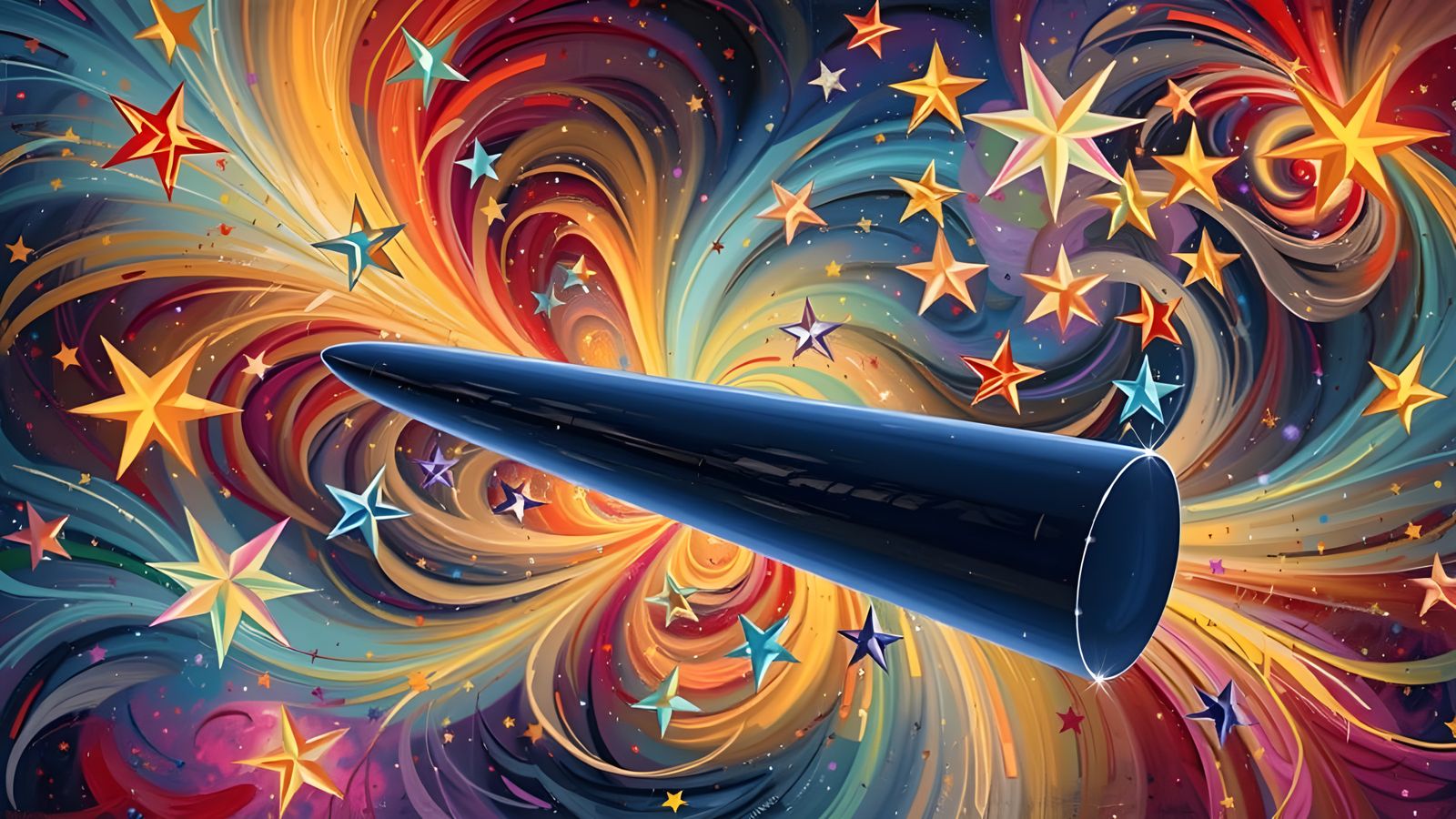 Polychromatic Mirror Cylinder Reflecting Cosmic Impasto Oil