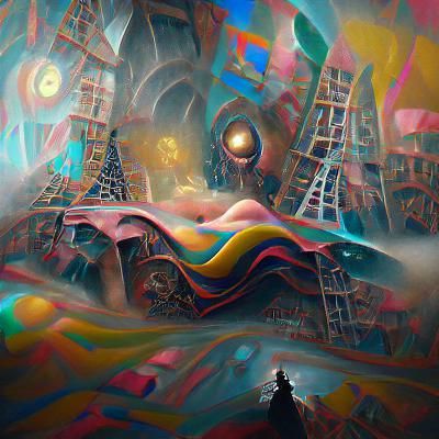 Cosmic Astral Landscape in Vibrant Mixed Media