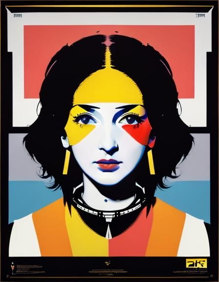 Geometric Pop Art Portrait in Bauhaus Style