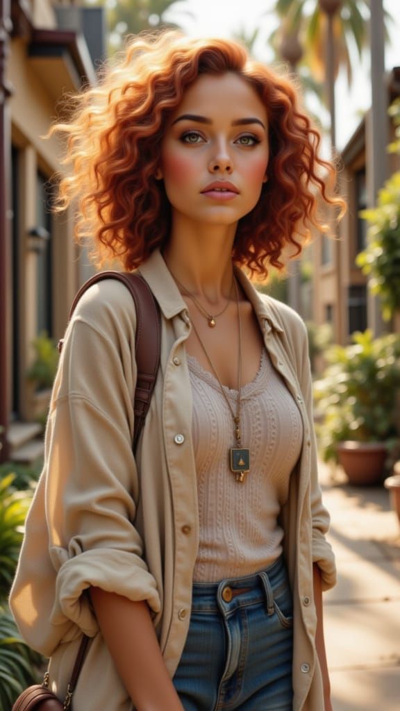 Young Woman in Bohemian Style on College Campus