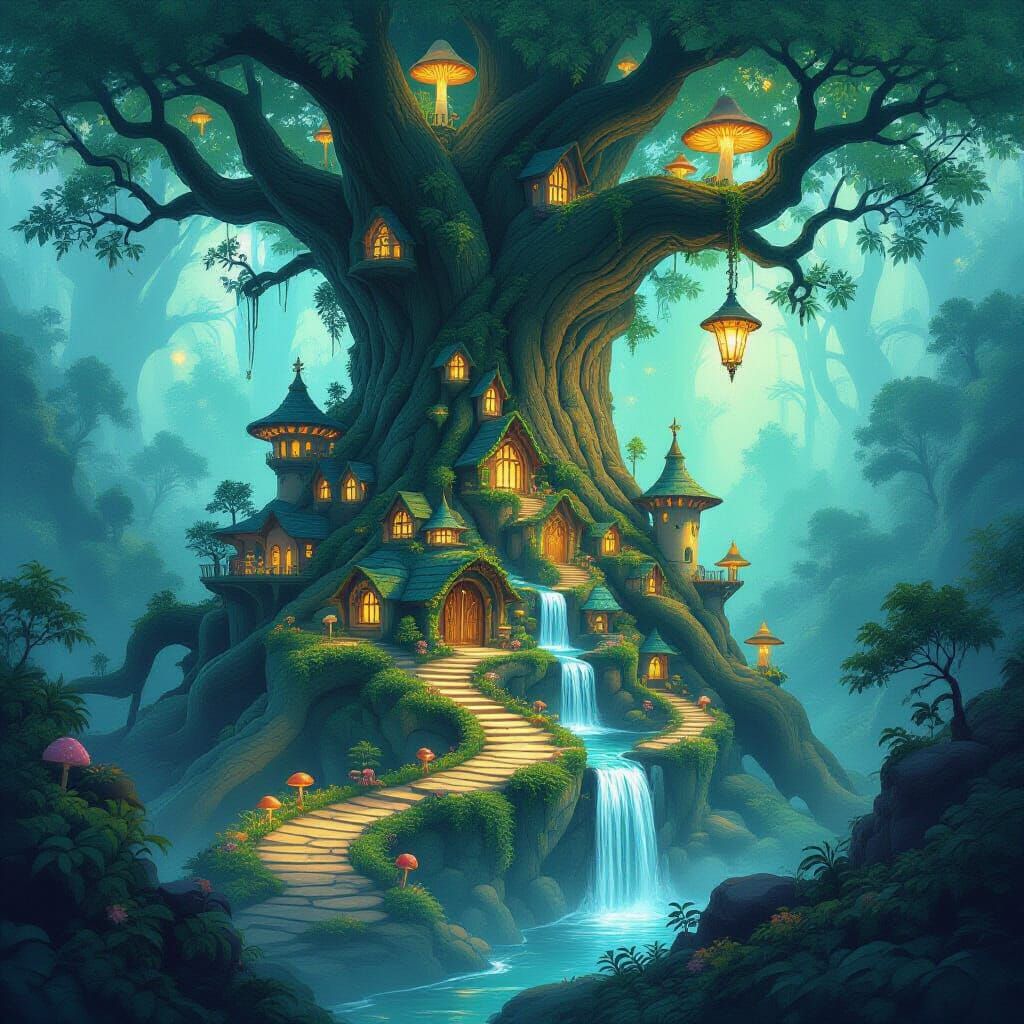 Enchanted Tree City: A Haven for Woodland Creatures