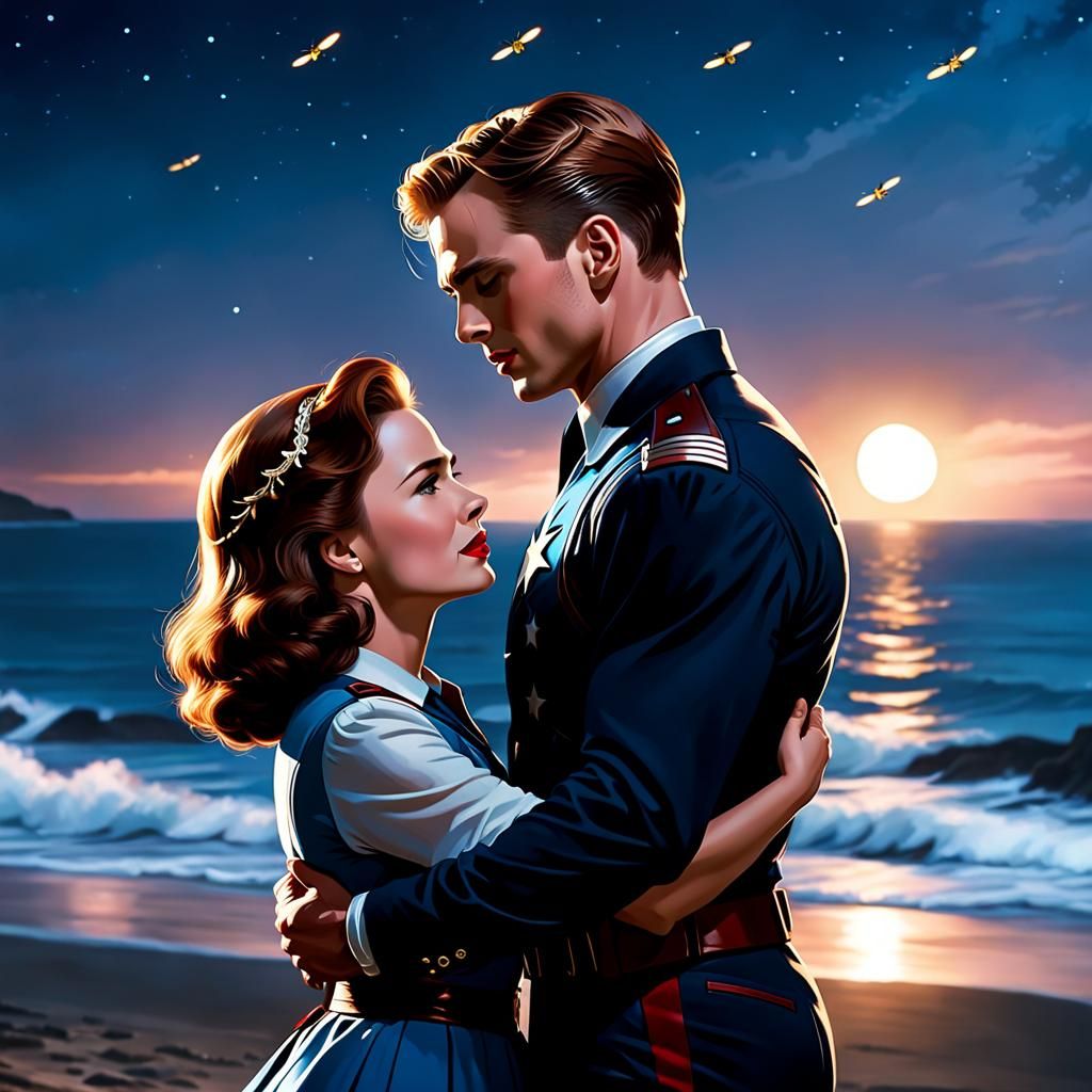 Captain America and Peggy Carter's Moonlit Dance
