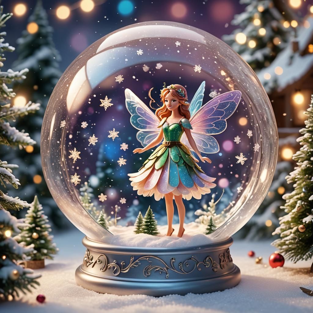 Christmas Fairy in Snowglobe: 3D Digital Art