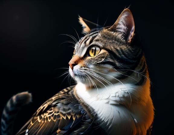 Hyperrealistic Bird Cat Portrait in HDR