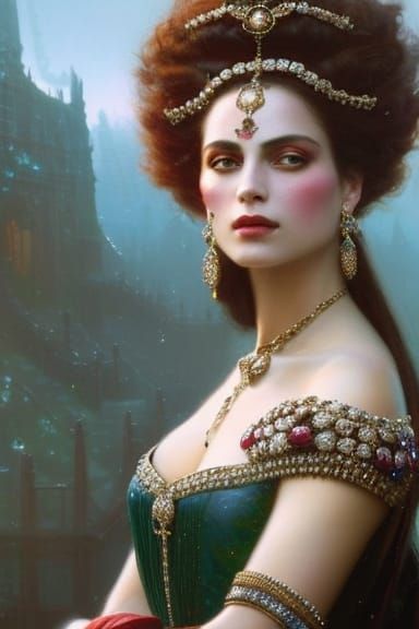 Gem-Encrusted Lady: A Digital Masterpiece