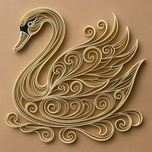 Art Nouveau Filigree Swan with Quilled Details