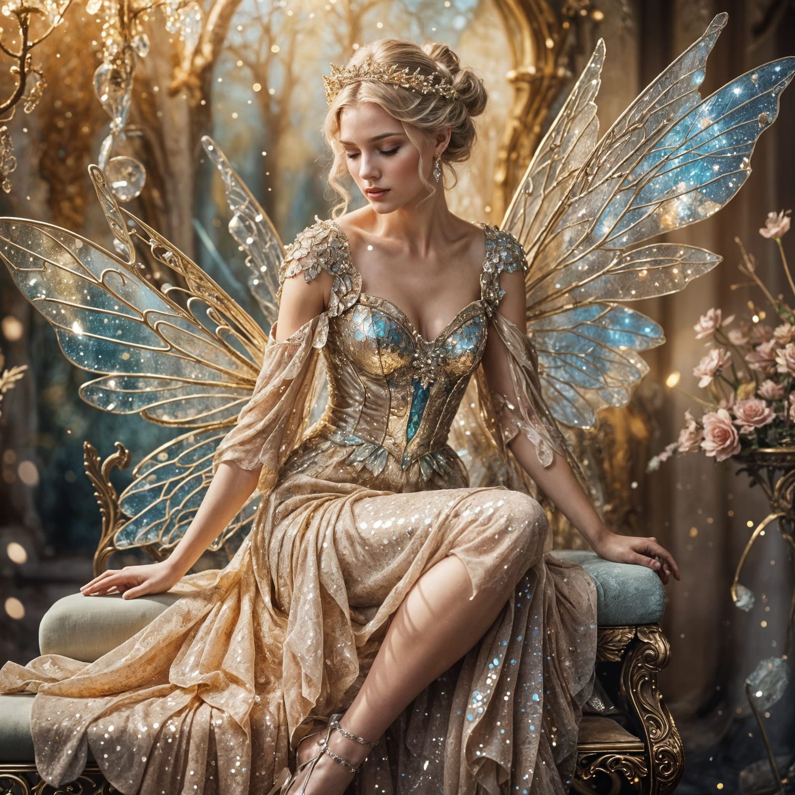 Beautiful Fairy in Flowing Gown: Glamour Photo
