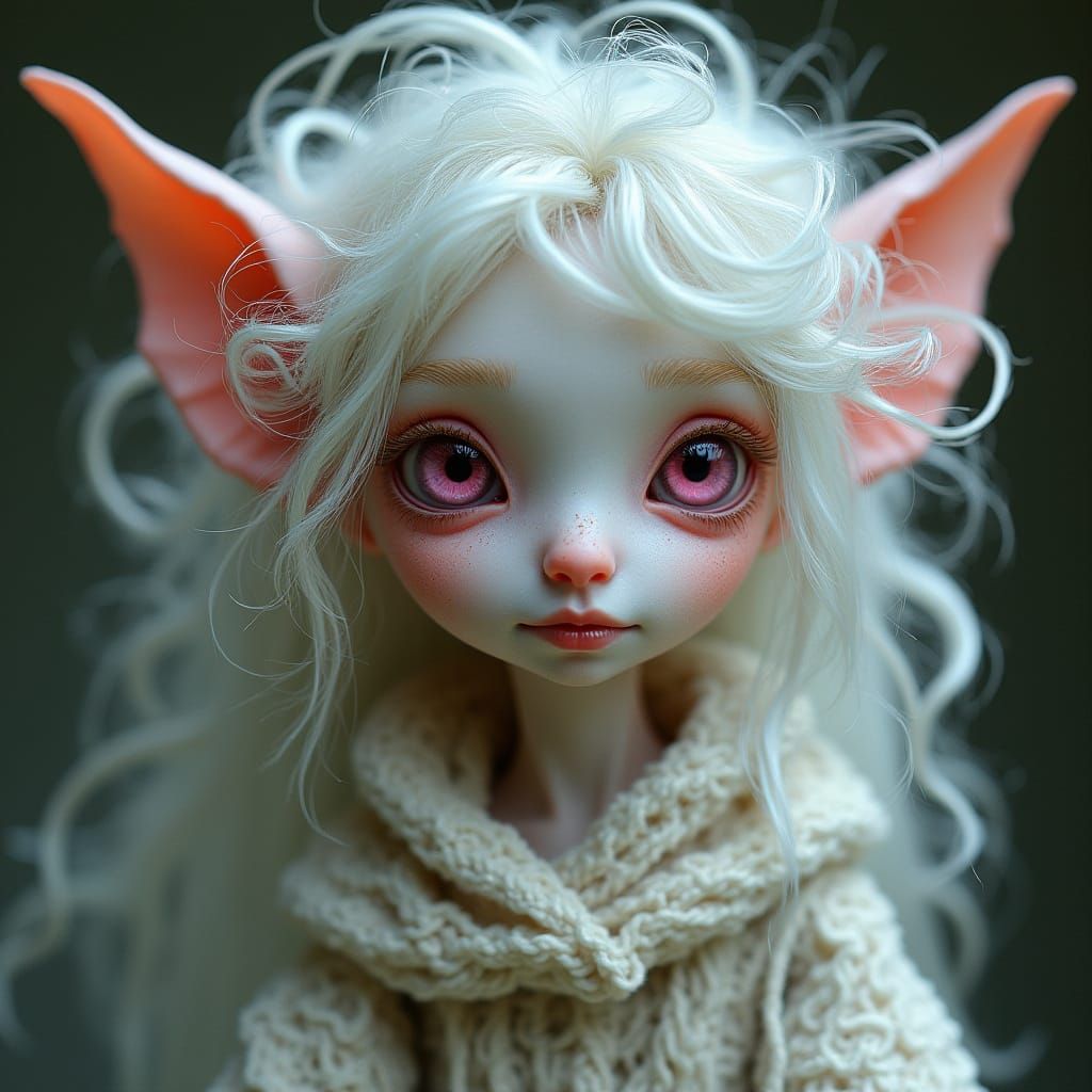 Whimsical Albino Elf Portrait in Fantasy Style