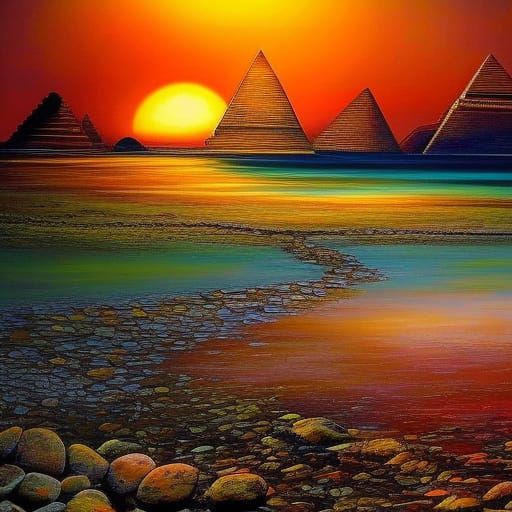 Surreal Abstract of Ancient Egypt in Triadic Colors