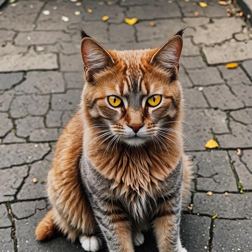 Red Cat with Yellow Eyes Portrait