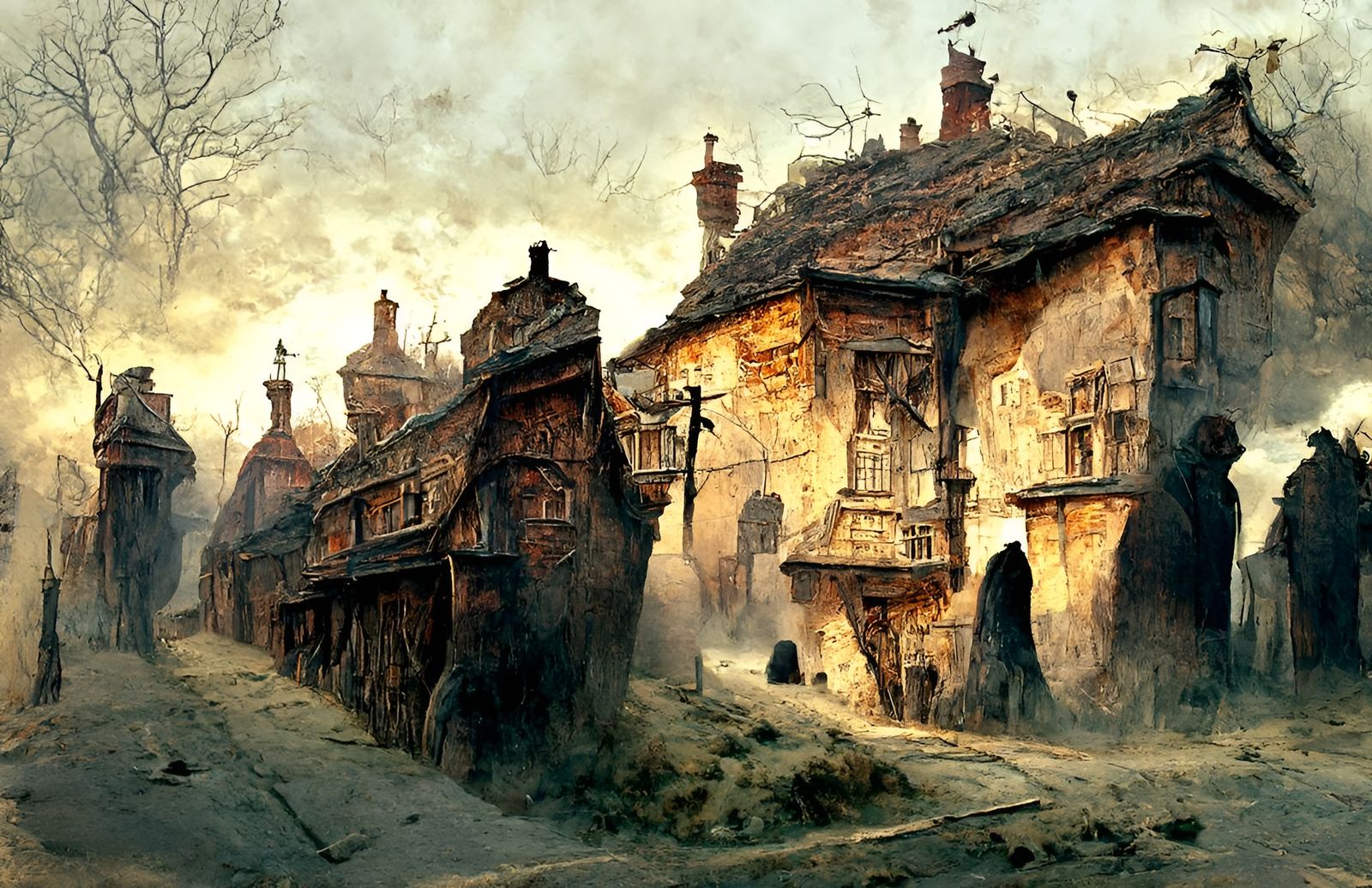 Eerie Bone Street Scene Inspired by Hermann Corrodi