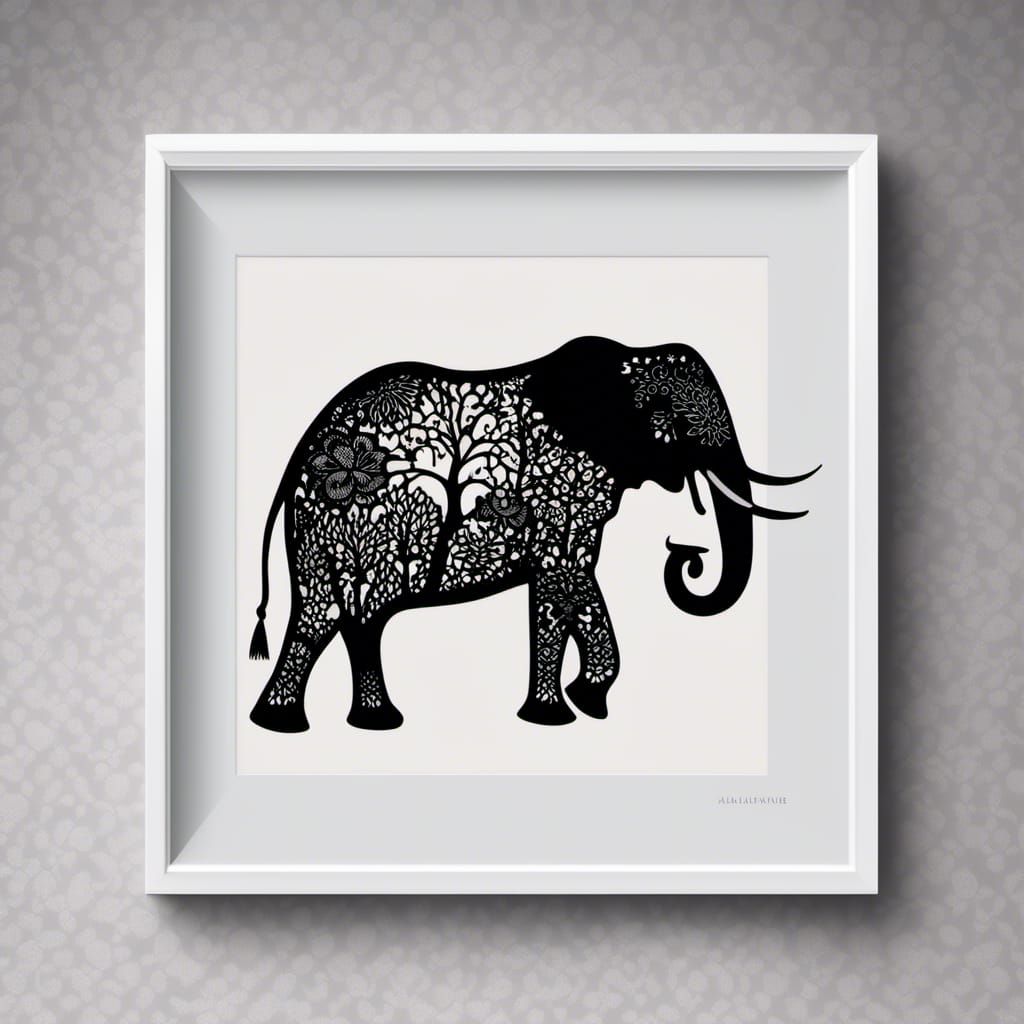 Lace Silhouette of Bull Elephant