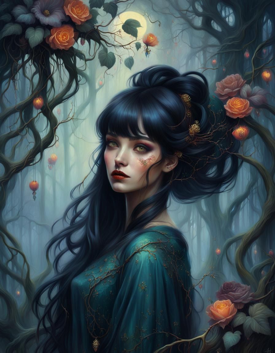 Eerie Portrait Art with Glowing Tattoos