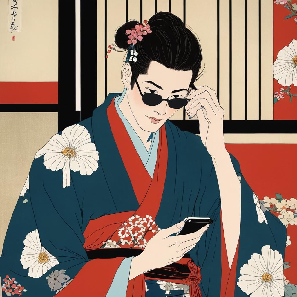 Young Man in Kimono, Heath Robinson Style