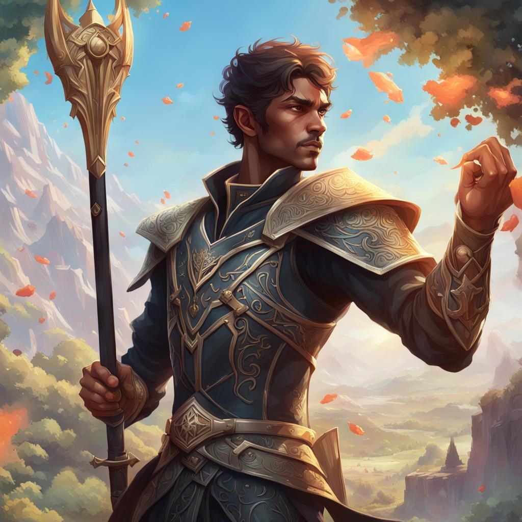 Elven Prince Portrait with Quivers, Detailed Art