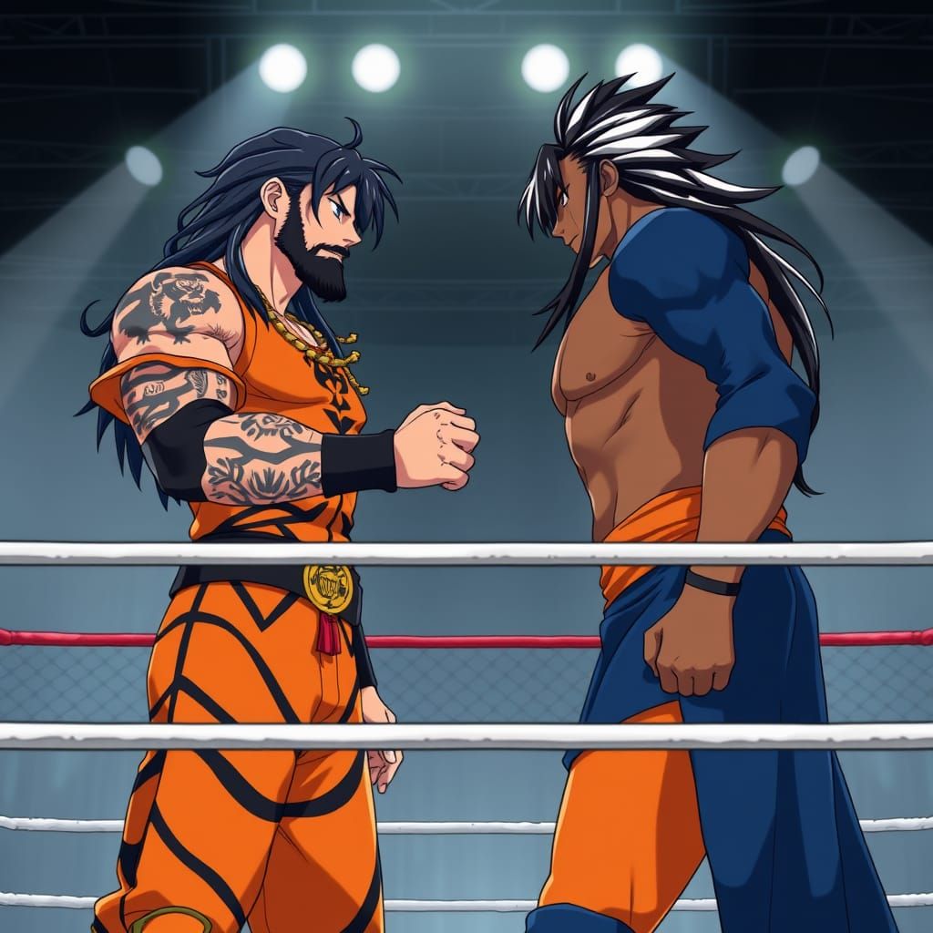 Anime Staredown in Wrestling Ring